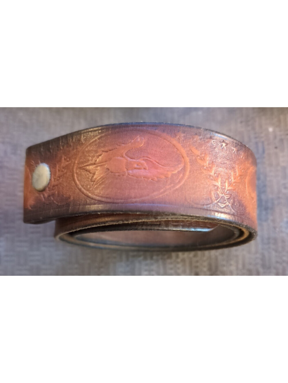 Vintage Tooled Leather Belt Strap Flying Mallard Duck Wildlife 44.5 X 1.75